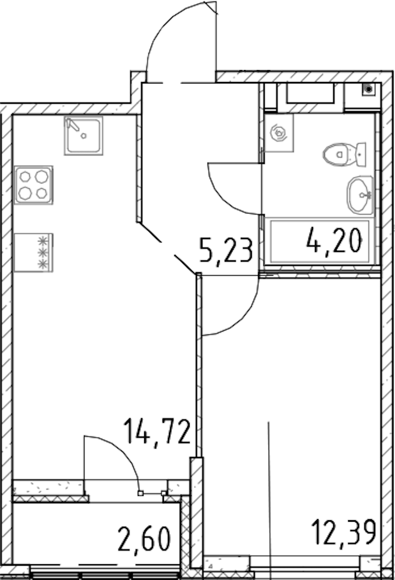 1-комнатная квартира 36.54 м², 21/23 эт., ЖК «Город Первых»
